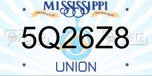 5Q26Z8 Mississippi License Plate