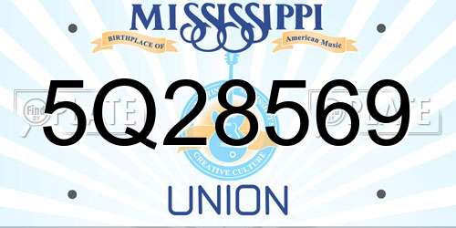 5Q28569 Mississippi License Plate
