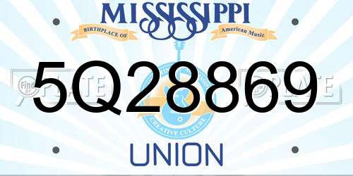 5Q28869 Mississippi License Plate