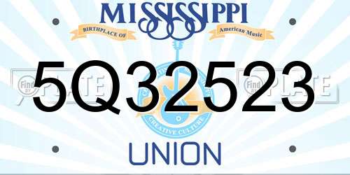 5Q32523 Mississippi License Plate