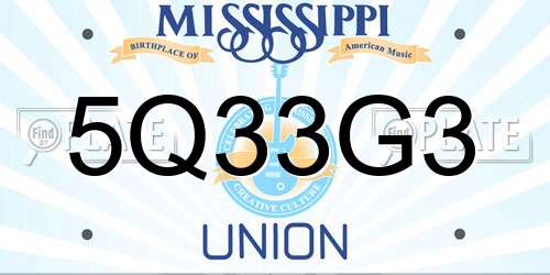 5Q33G3 Mississippi License Plate