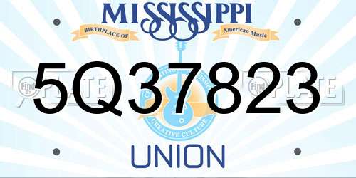 5Q37823 Mississippi License Plate