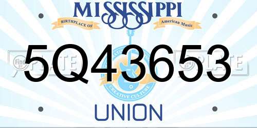 5Q43653 Mississippi License Plate