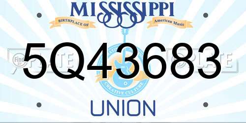 5Q43683 Mississippi License Plate