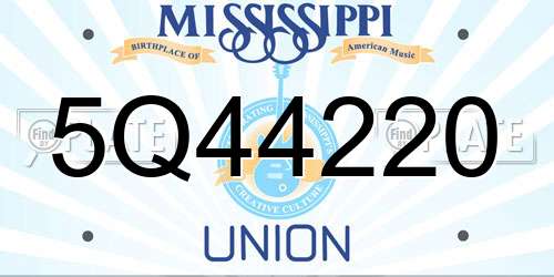 5Q44220 Mississippi License Plate