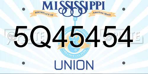 5Q45454 Mississippi License Plate