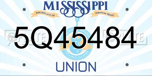 5Q45484 Mississippi License Plate