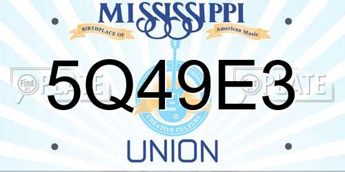 5Q49E3 Mississippi License Plate