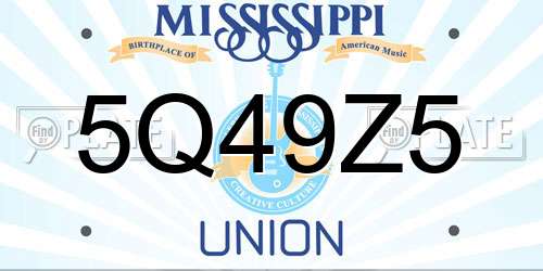 5Q49Z5 Mississippi License Plate