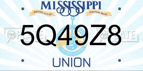5Q49Z8 Mississippi License Plate