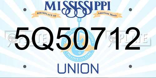5Q50712 Mississippi License Plate