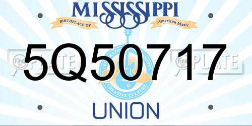 5Q50717 Mississippi License Plate