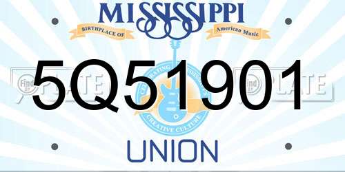 5Q51901 Mississippi License Plate
