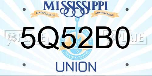 5Q52B0 Mississippi License Plate