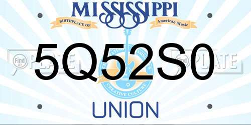 5Q52S0 Mississippi License Plate