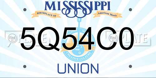 5Q54C0 Mississippi License Plate