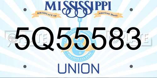 5Q55583 Mississippi License Plate