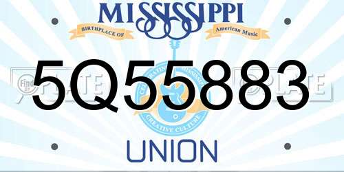 5Q55883 Mississippi License Plate