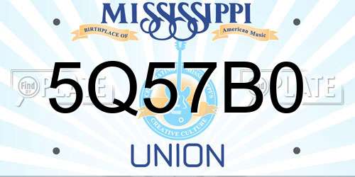 5Q57B0 Mississippi License Plate