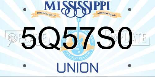 5Q57S0 Mississippi License Plate