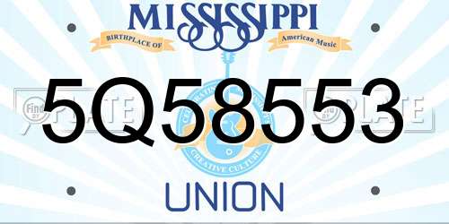 5Q58553 Mississippi License Plate