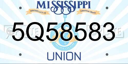5Q58583 Mississippi License Plate
