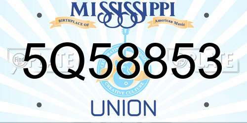 5Q58853 Mississippi License Plate