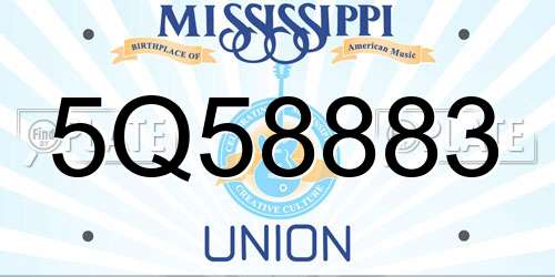 5Q58883 Mississippi License Plate