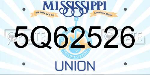 5Q62526 Mississippi License Plate