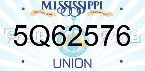 5Q62576 Mississippi License Plate