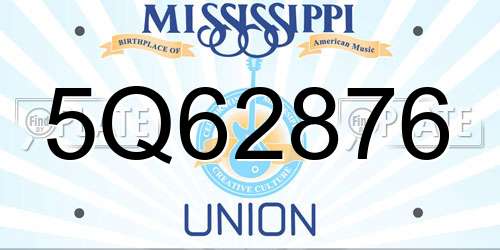 5Q62876 Mississippi License Plate
