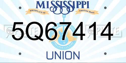 5Q67414 Mississippi License Plate