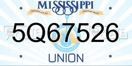 5Q67526 Mississippi License Plate