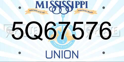 5Q67576 Mississippi License Plate