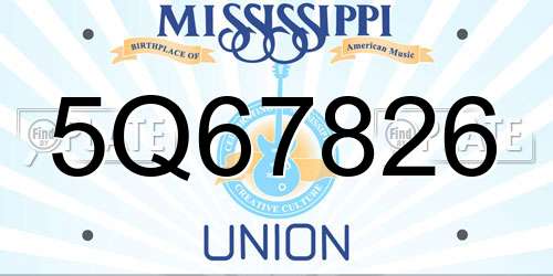 5Q67826 Mississippi License Plate