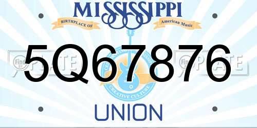 5Q67876 Mississippi License Plate