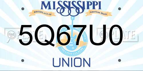 5Q67U0 Mississippi License Plate