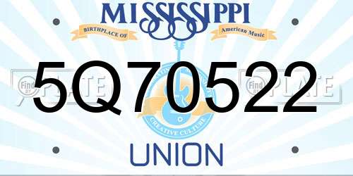 5Q70522 Mississippi License Plate