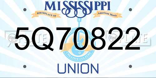 5Q70822 Mississippi License Plate