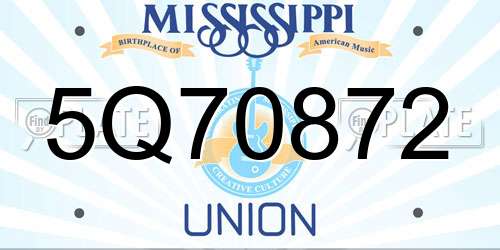 5Q70872 Mississippi License Plate