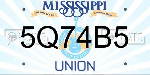 5Q74B5 Mississippi License Plate