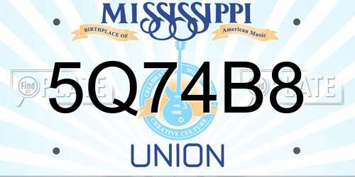 5Q74B8 Mississippi License Plate