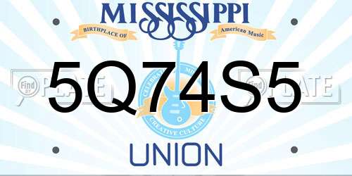 5Q74S5 Mississippi License Plate