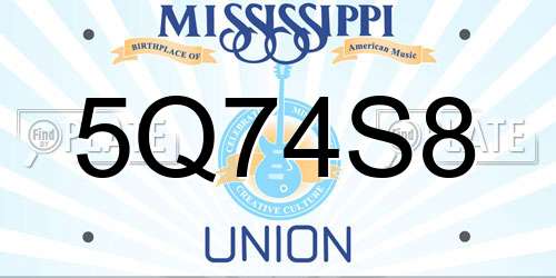 5Q74S8 Mississippi License Plate