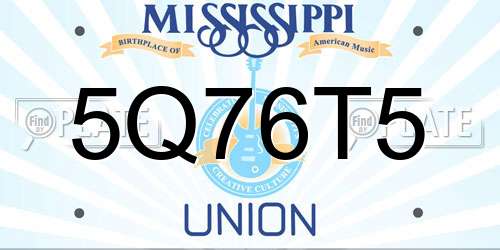 5Q76T5 Mississippi License Plate