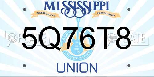 5Q76T8 Mississippi License Plate