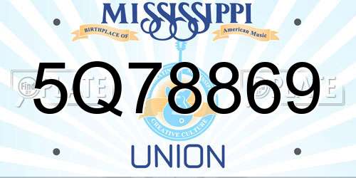5Q78869 Mississippi License Plate
