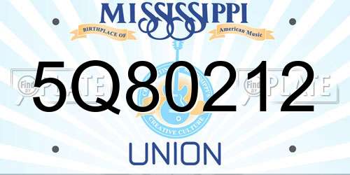5Q80212 Mississippi License Plate