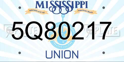 5Q80217 Mississippi License Plate