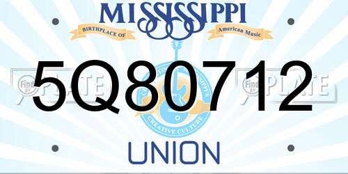 5Q80712 Mississippi License Plate